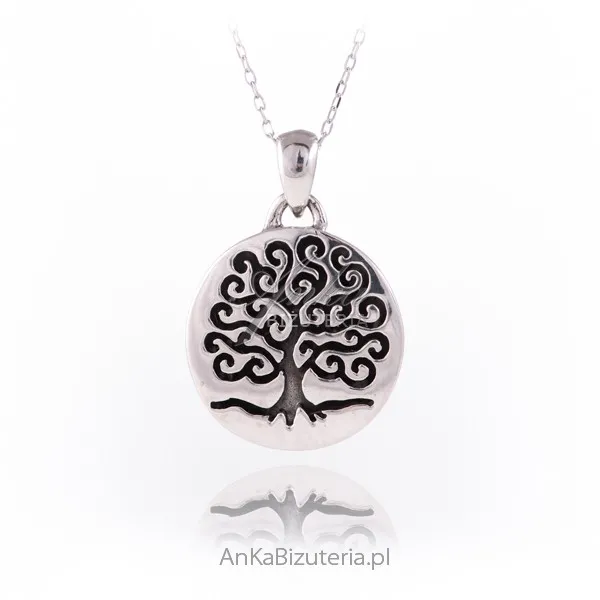 Srebrna zawieszka okrągła drzewko szczęścia