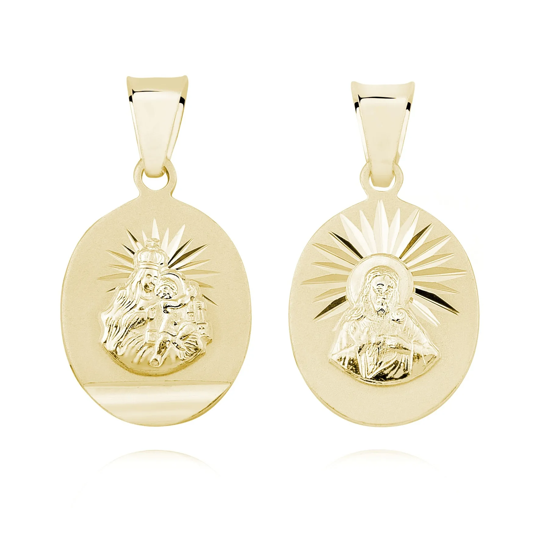 Medalik srebrny pozłacany  jezus matka / boska szkaplerzna