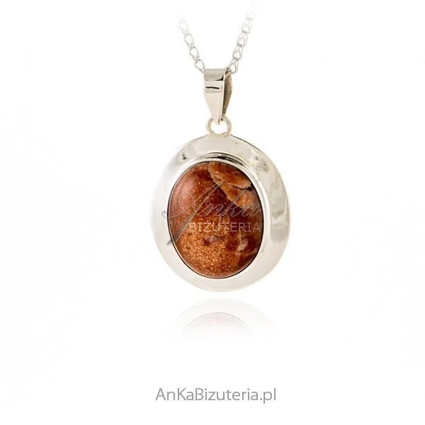 Srebrna zawieszka z naturalnym  kamieniem słonecznym