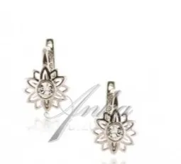 Srebrne kolczyki dziecięce z cyrkonią  - kwiatki
