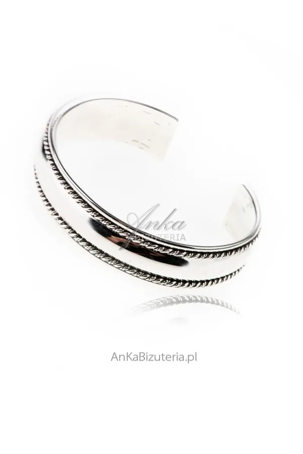 Srebrna bransoletka szeroka typu bangle
