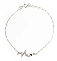 Subtelna srebrna bransoletka linia bicia serca z cyrkoniamii