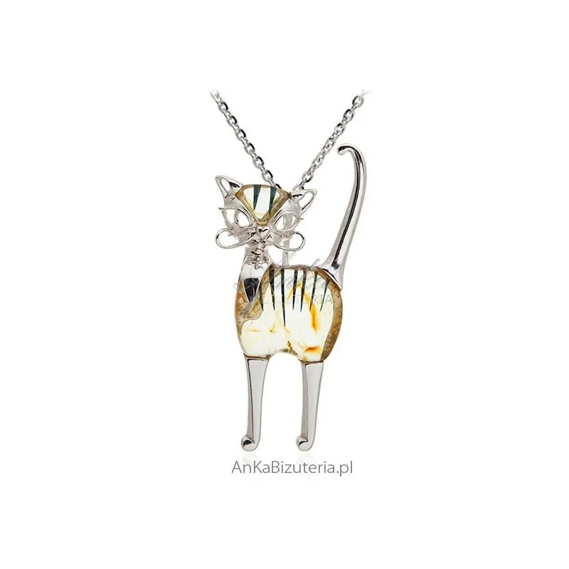 Śliczny kot elegancik z bursztynem - mała