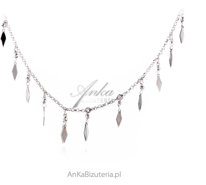 Srebrny naszyjnik choker z przywieszkami w romby
