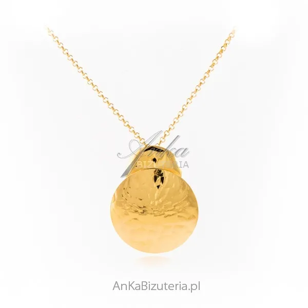 Srebrny naszyjnik pozłacany kółeczka karbowane