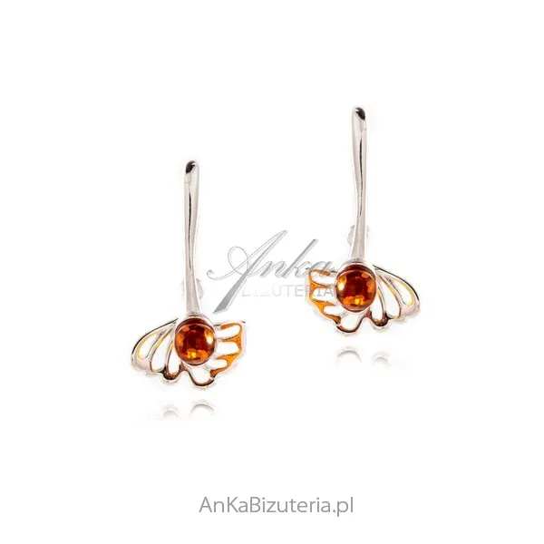 Srebrne kolczyki liść miłorzębu - małe