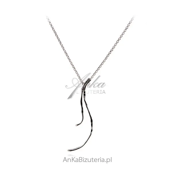 Biżuteria artystyczna srebrna -długi naszyjnik