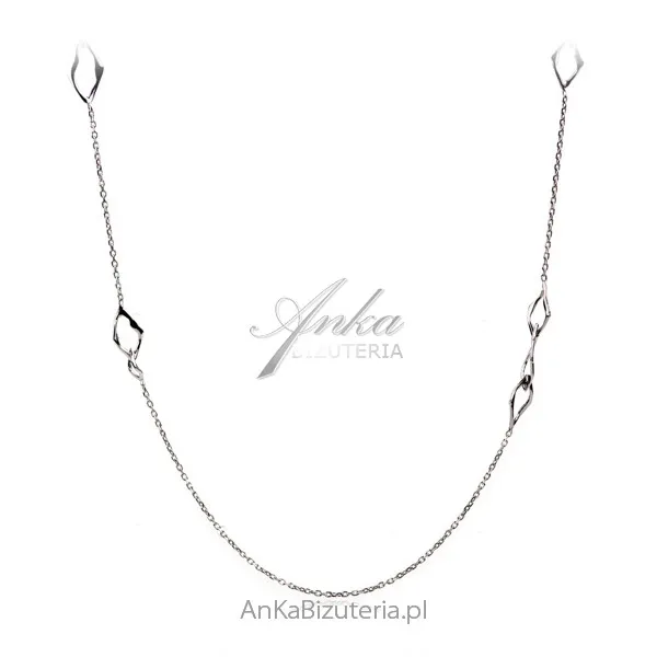 Długi srebrny naszyjnik