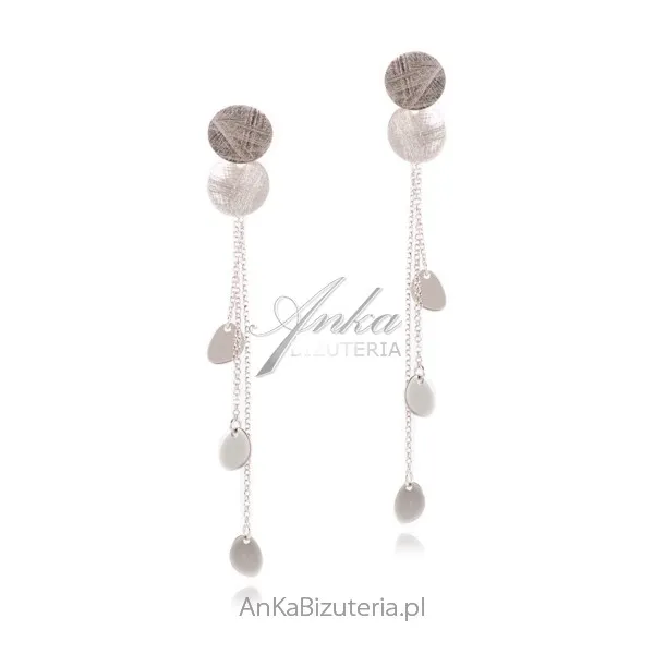 Srebrne kolczyki długie satynowane