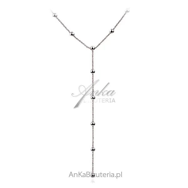 Srebrny naszyjnik diamentowany z kółeczkami krawat