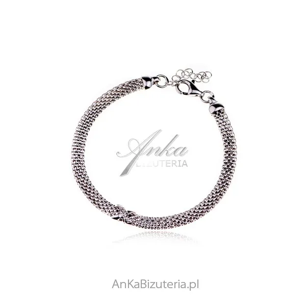 Srebrna bransoletka  calza z cyrkoniami
