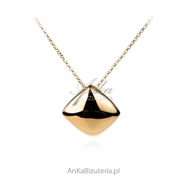 Srebrny naszyjnik pozłacany elegancki kwadrat