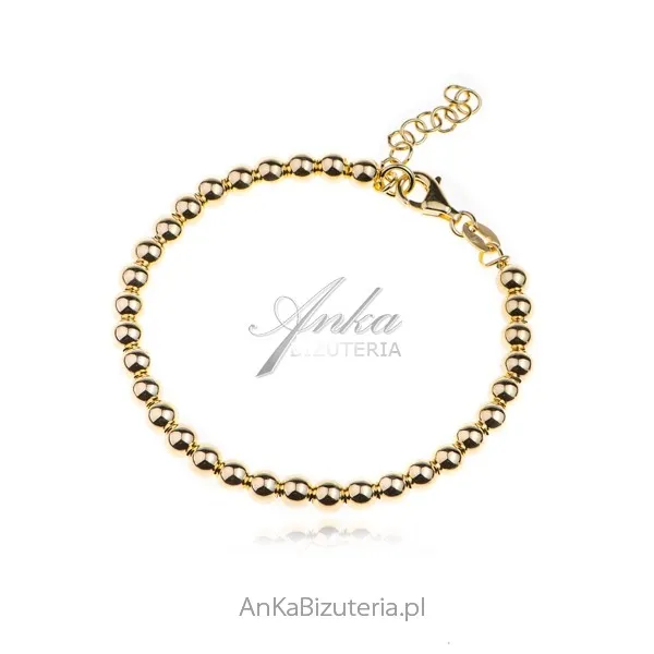 Bransoletka srebrna pozłacana kuleczki 0,5 cm