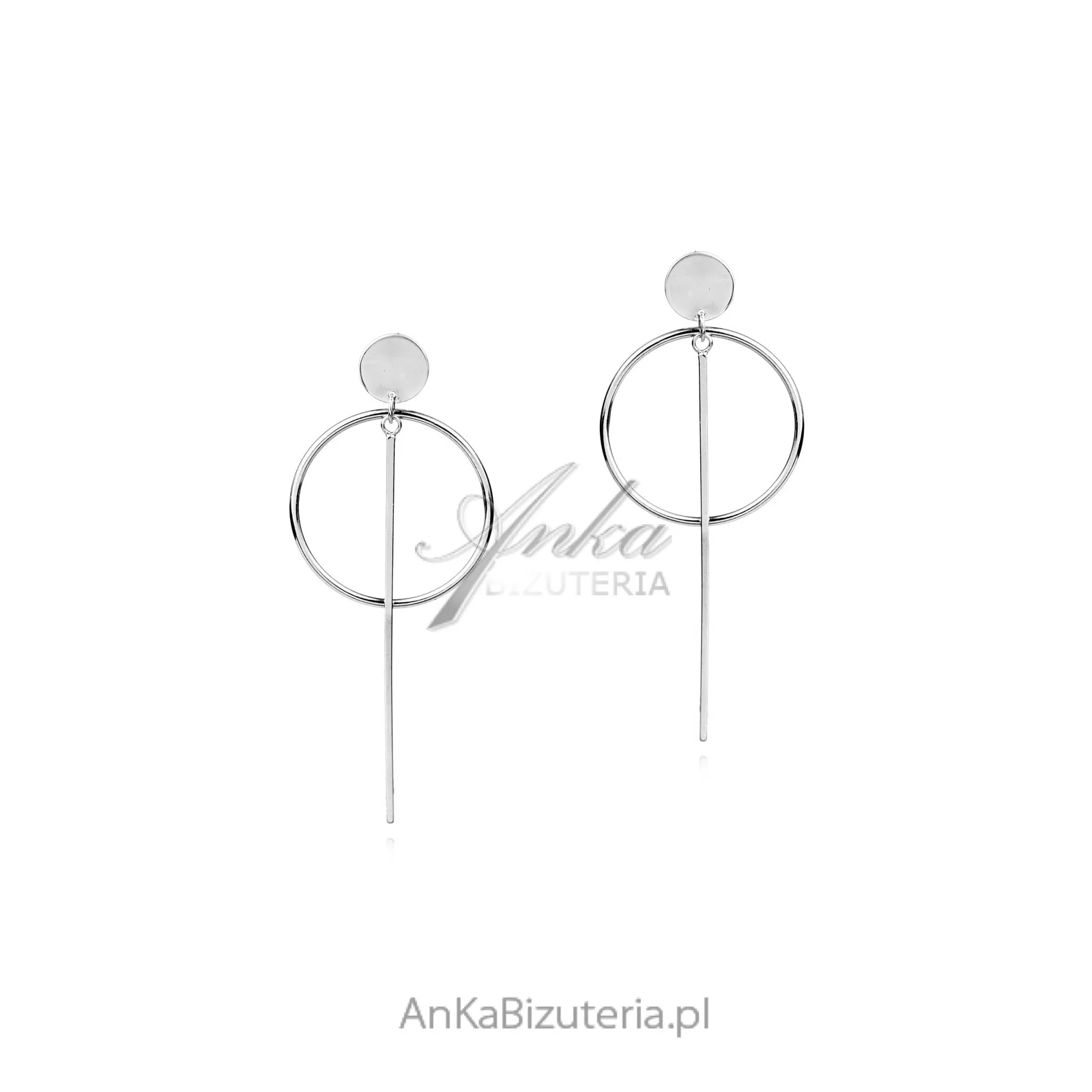 Kolczyki srebrne kółka z pałeczką