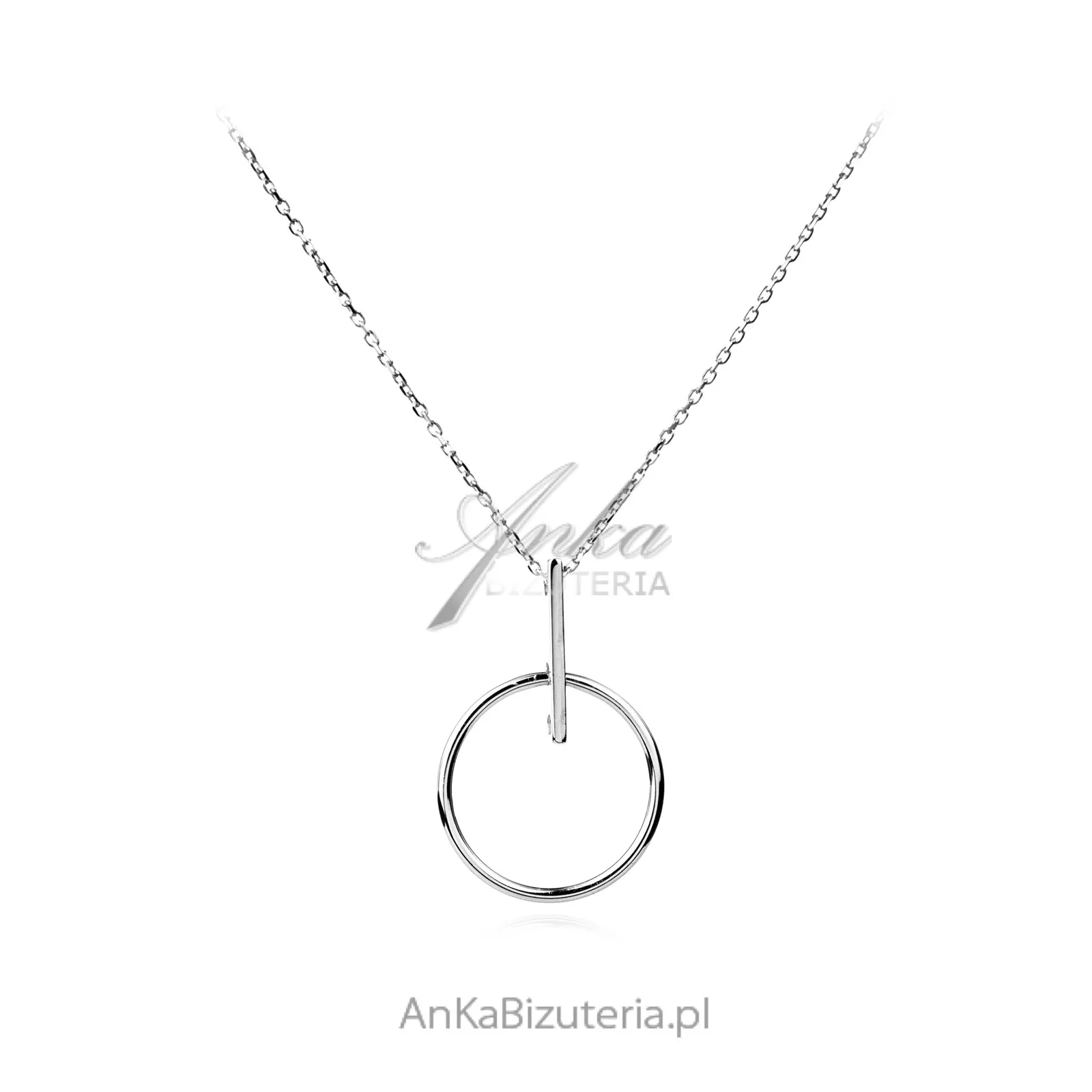 Srebrny naszyjnik kółko z pałeczką