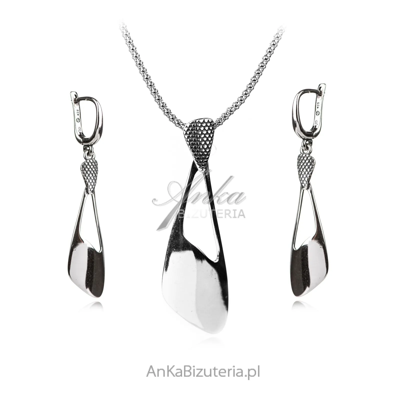 Komplet biżuteria srebrna oksydowana