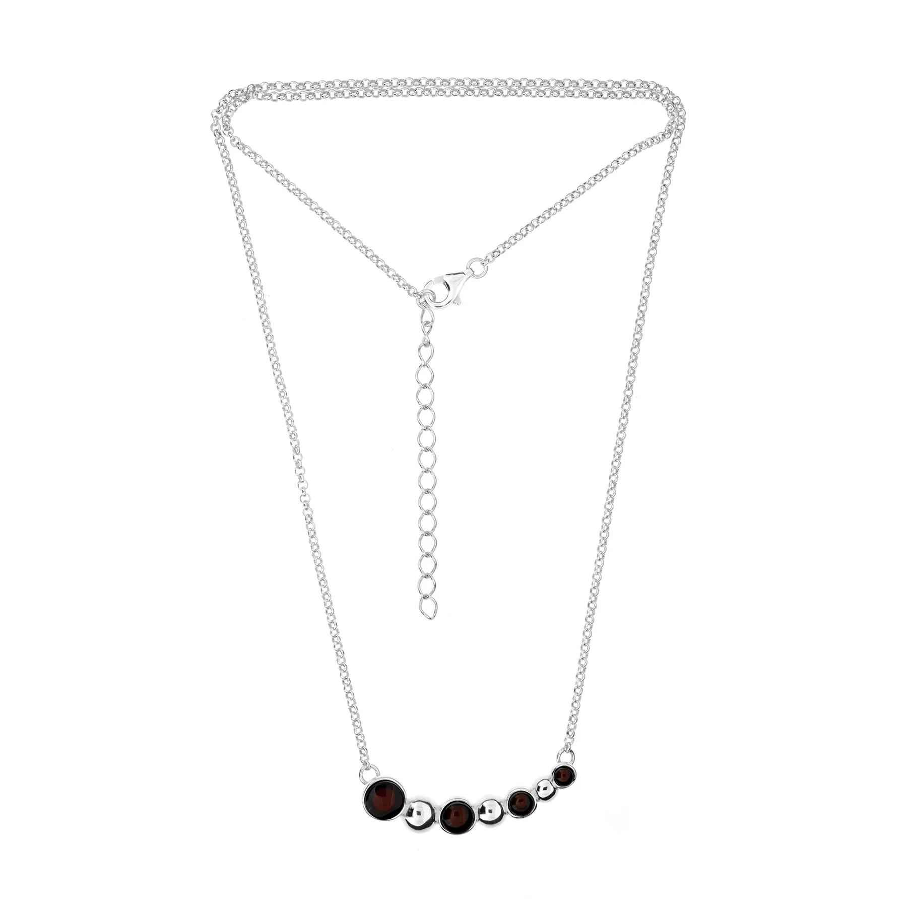 Srebrny naszyjnik z bursztynem w kolorze wiśni