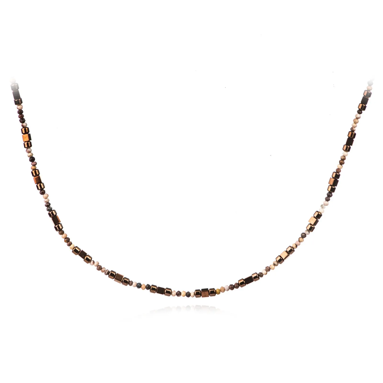 Naszyjnik srebro pozłacane  z naturalnymi kamieniami hematyt i jaspis