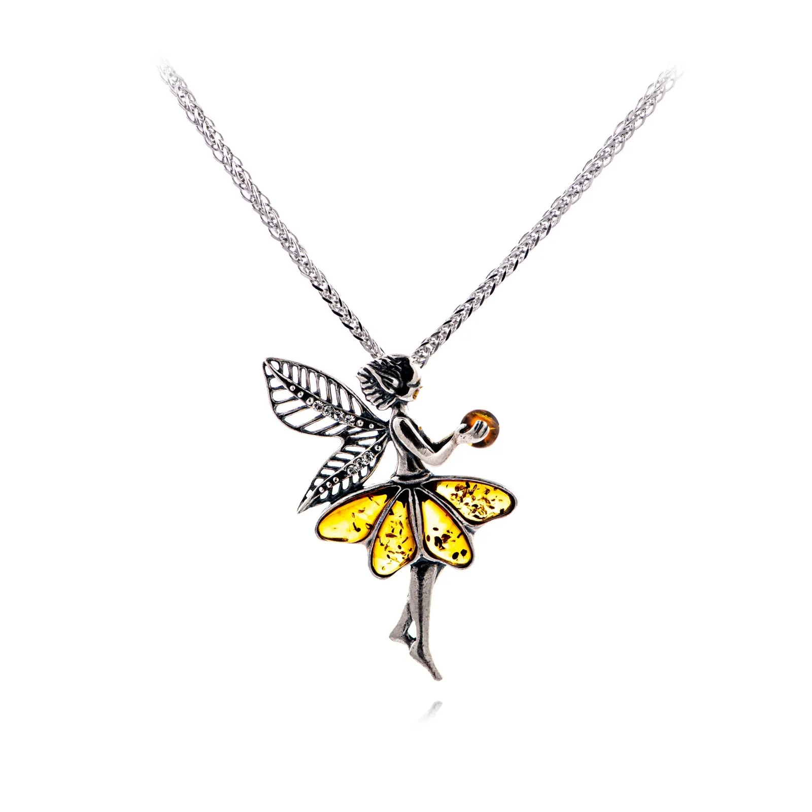 Zawieszka srebrna z bursztynem  - mały elf