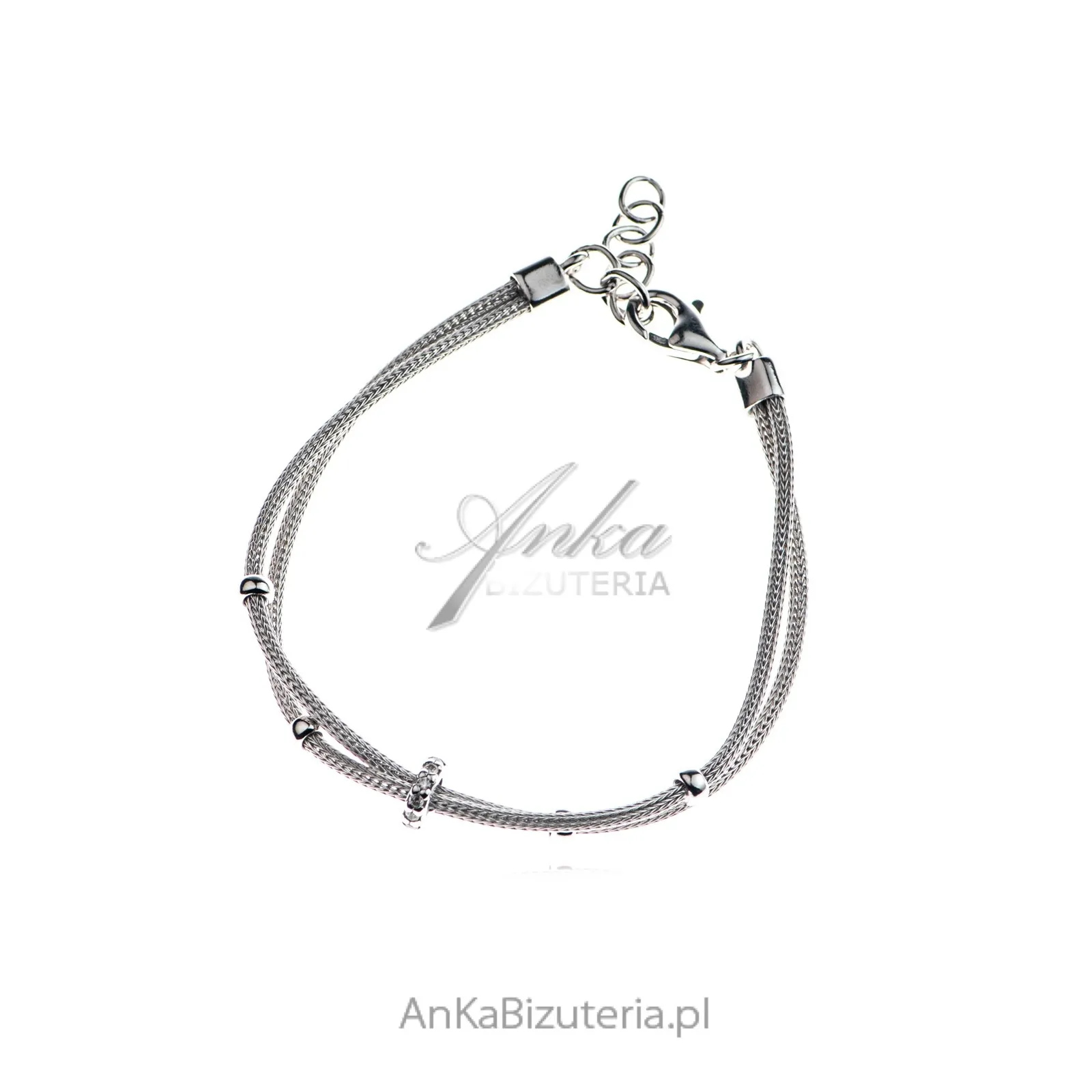 Bransoletka srebrna włoska z cyrkoniamii calza
