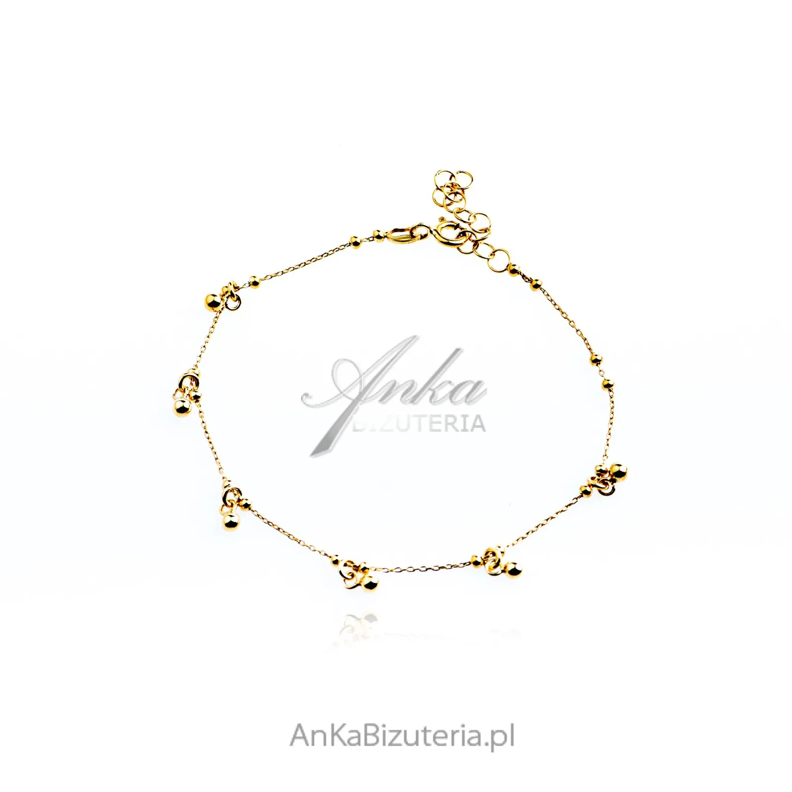 Bransoletka srebrna pozłacana z kuleczkami