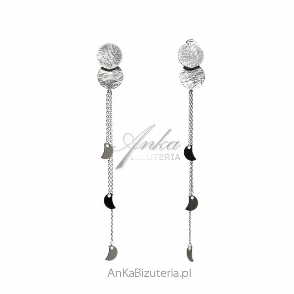 Kolczyki srebrne satynowane -elegancka  kobieca biżuteria