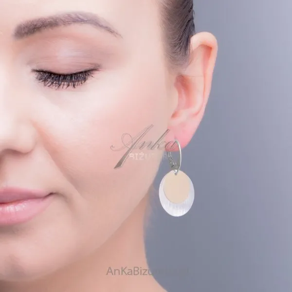 Kolczyki srebrne  satynowane i pozłacane