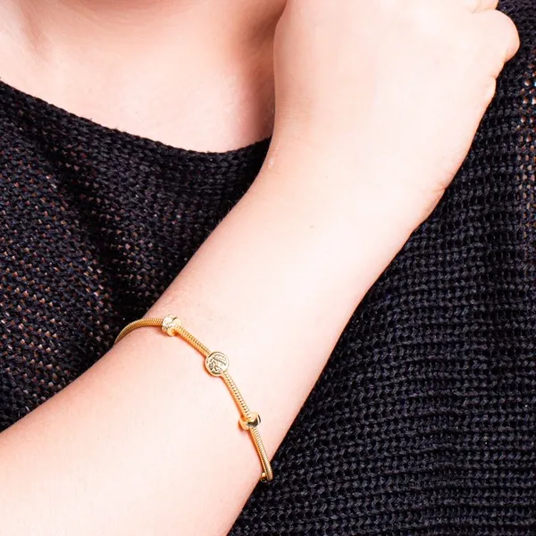 Srebrna  bransoletka pozłacana  z monetami - regulowana - modny włoski design