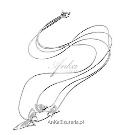"trzy motylki"- srebrny naszyjnik na podwójnym łańcuszku.