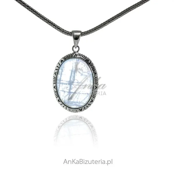 Duża zawieszka srebrna z kamieniem księżycowym