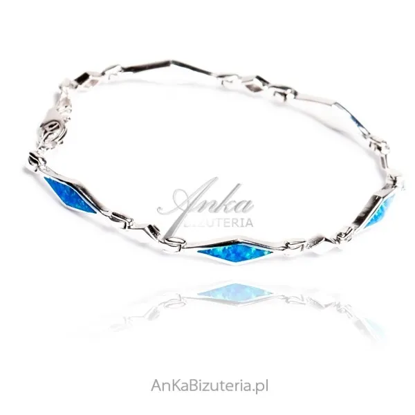 Bransoletka srebrna z niebieskim opalem