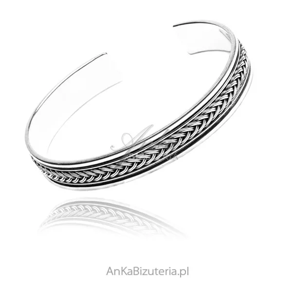 Bransoletka srebrna kłos