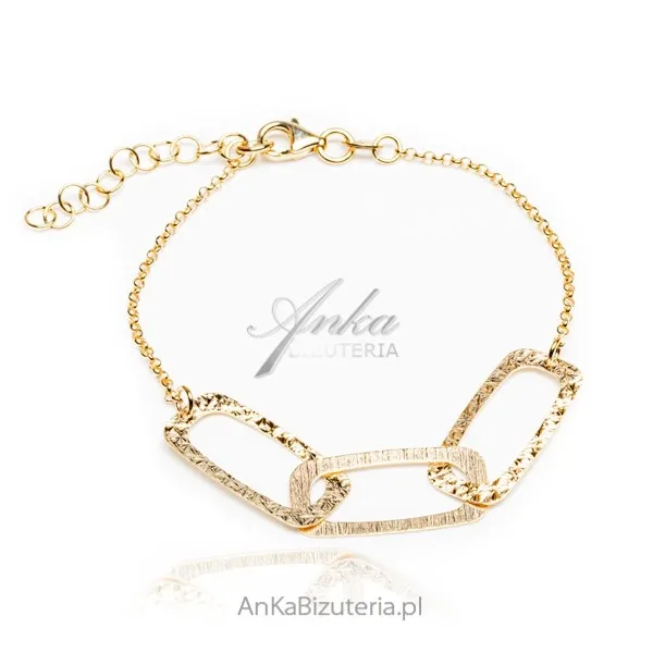 Bransoletka srebrna pozłacana i karbowana