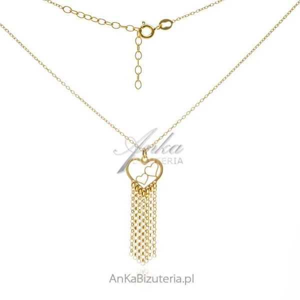 Naszyjnik srebrny pozłacany serduszko