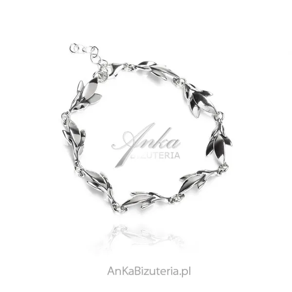 Bransoletka srebrna listek