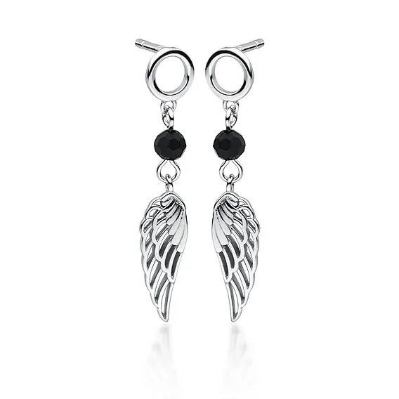 Kolczyki srebrne z czarnym onyksem skrzydła