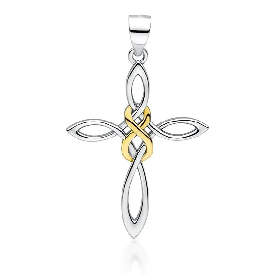 Krzyżyk srebrny  z pozłacaną nieskończonością