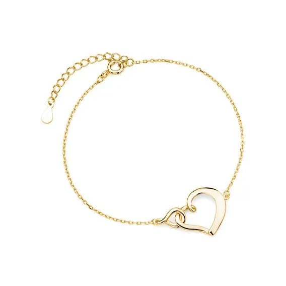 Bransoletka srebrna pozłacana serduszko i znak nieskończoności