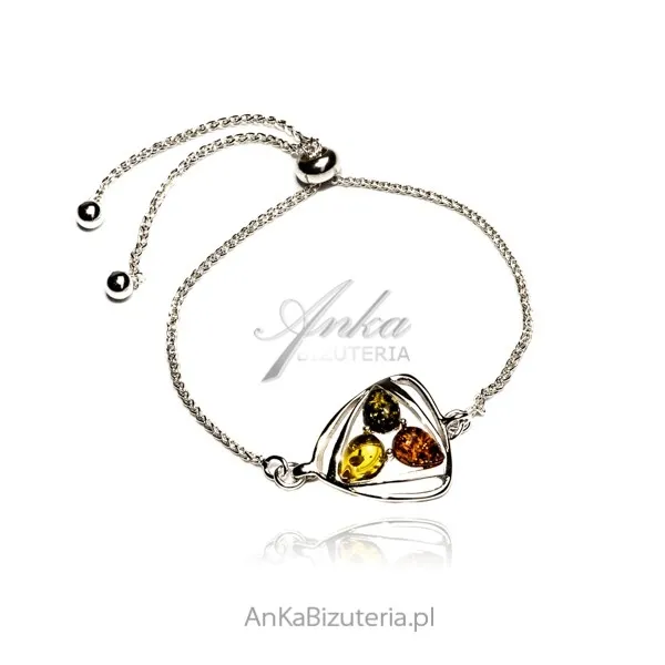 Bransoletka srebrna z bursztynem