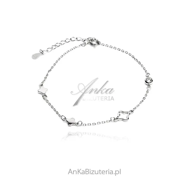 Bransoletka srebrna koniczynka