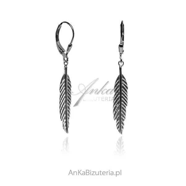 Kolczyki srebrne  piórka
