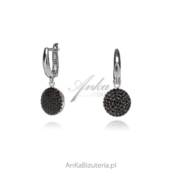 Kolczyki srebrne z czarnymi cyrkoniami