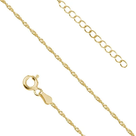 Bransoletka srebrna pozłacana na nogę singapur