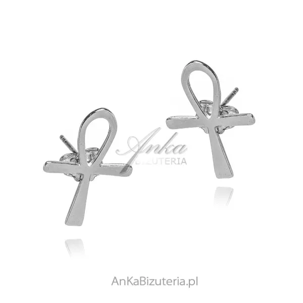 Srebrne kolczyki krzyże ankh -symbol  egipskiej cywilizacji