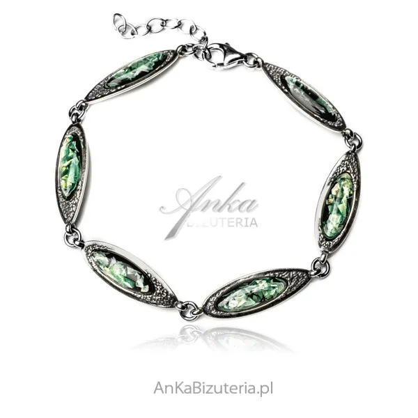 Bransoletka srebrna z zielonym syntetycznym opalem