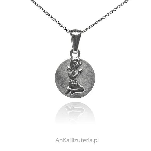 Zawieszka srebrna  -medalik z modlącą się dziewczynką