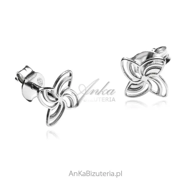 Kolczyki srebrne wiatraczki na sztyft