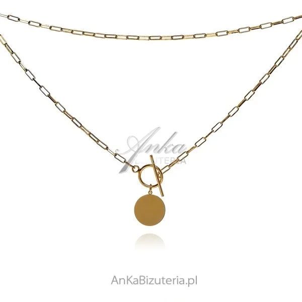 Naszyjnik srebrny pozłacany kółko z tibonem
