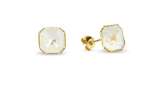 Kolczyki srebrne pozłacane pr. 925 swarovski imperial stud w kolorze light grey delite