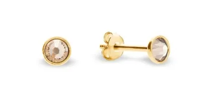 Subtelne kolczyki srebrne pozłacane crystals pinpoint w kolorze silk